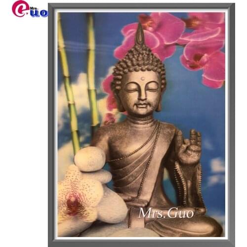 Full Square/Round Drill 5D DIY Diamond Painting Buddha Purple Orchid Embroidery Diamond Cross Stitch 5D Home Decor Gift