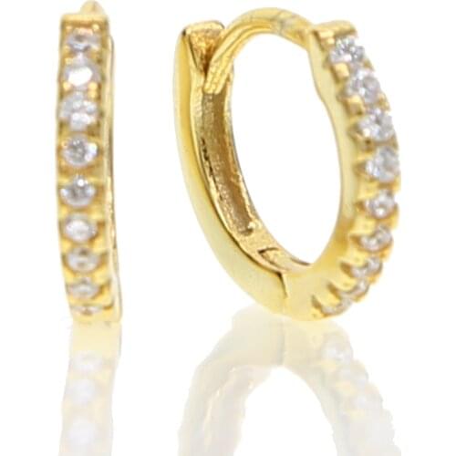 Authentic 925 sterling silver high quality 11mm pave AAA cubic zirconia girls simple Circle earrings