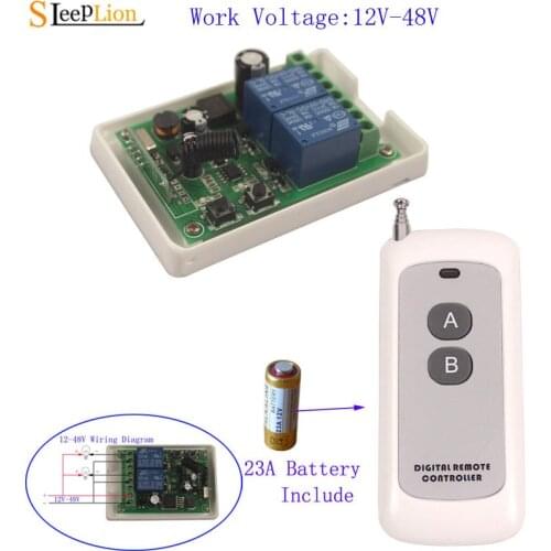 Sleeplion 12V-48V Door Gate Control System Switch ON OFF 24V 36V 48V 2CH Wireless RF Remote Control Switch Transmitter Receiver