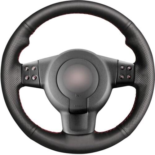 Black Artificial Leather No-slip Car Steering Wheel Cover For Seat Leon (1P) FR 2007-2009 Leon (1P) Cupra 2007-2009 Ibiza (6L)