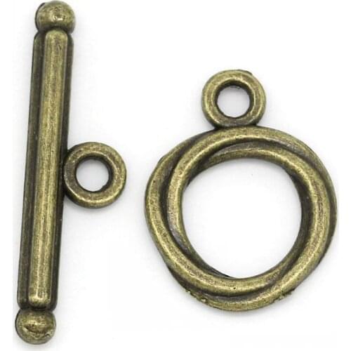 DoreenBeads Retail Toggle Clasps Round Antique Bronze 17x13mm 24x7mm,50Sets