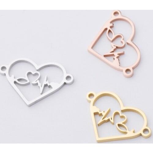 Fnixtar 20Pcs Hollow Heart Charms Mirror Polish Stainless Steel Charms For DIY Making Necklace Bracelets Valentines Day Gifts