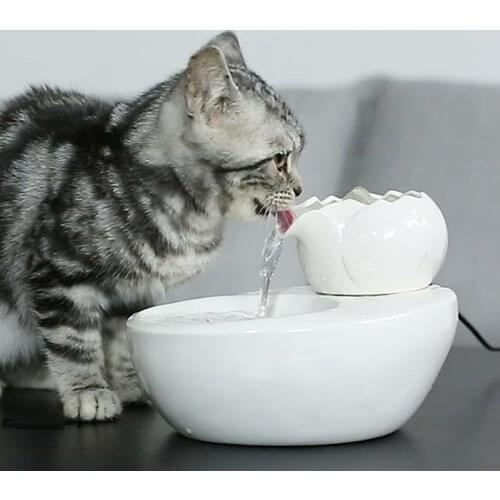 Ceramics Cat Water Dispenser Smart Pet Drinking Feeder Automatic Circulating Water Fountain 3D Fountain Water Basin 1.5L