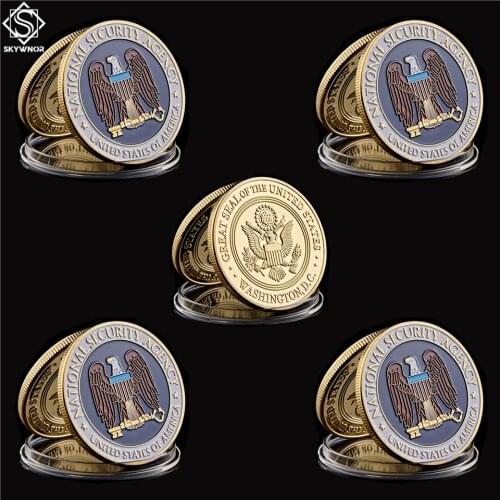 5PCS USA NSA Washington.D.C Gold Challenge National Coin Nation Security Agency Collection