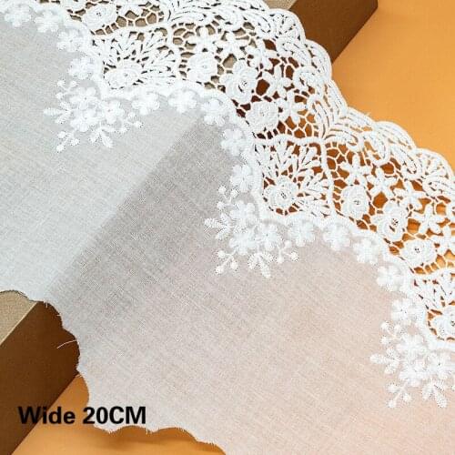 20CM Wide White Thin Cotton Cloth Embroidery Accessories High Quality Cotton Thread Three-Dimensional Small Flower Lace Lace