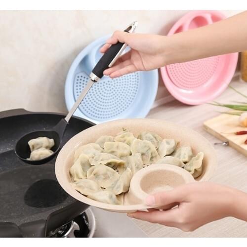 Kitchen Dual-layer Wheat Straw Disc Tool with Mini Spices Dish Fruit Bowl Dumplings Dish Tableware