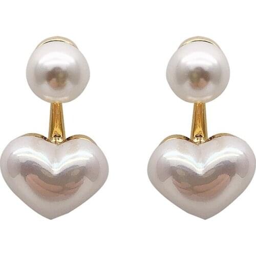 Lateefah Korean Fashion Heart Pearl Gold Color Earrings For Sweet Elegant Temperament Women Accessories Drop Earrings Jewelry
