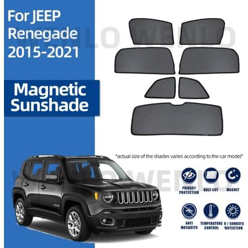 For JEEP Renegade 2015-2021 Magnetic Mesh Car Sunshade Front and Rear Windows Windshield Curtains Block UV Privacy Protection