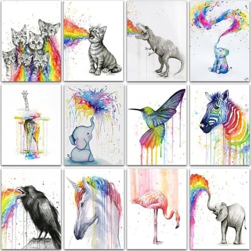 5D DIY Diamond Painting Kit Paint rainbow Animal horse unicorn Cat Full Square&Round embroidery mosaic Cross stitch home decor