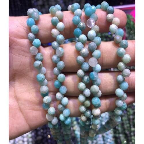 Wholesale 2string of 15.5" Natural Amazonite Bead 6mm Faceted Round Tear Drop Gem Stone Loose Beads for Jewelry