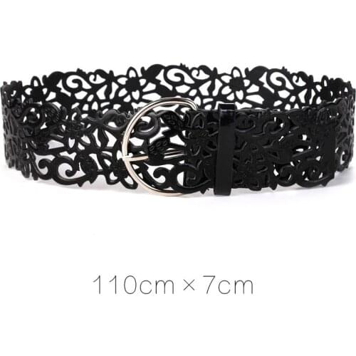Wholesale Spring Super Wide Ladies Fashion Waistband Belt Leather Waist All-match Hollow Belt for Dress Women