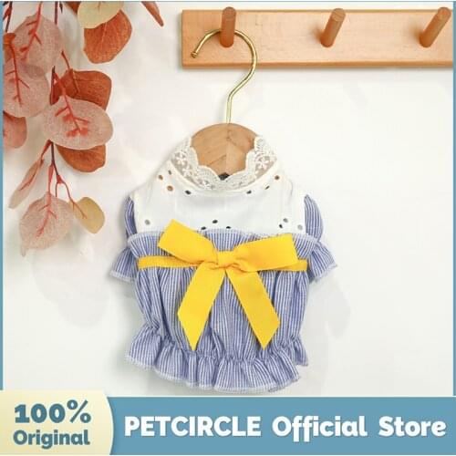 PETCIRCLE Dog Puppy Clothes Bowknot blue Strip Flower Dress Pet Cat Fit Small Dog All Seasons Pet Cute Costume Dog Cloth Skirt