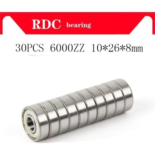 30PCS 6000ZZ Bearing ABEC-5 10x26x8 mm High quality Deep Groove 6000 ZZ Ball Bearings 6000Z 80100 Z 6000z bearing