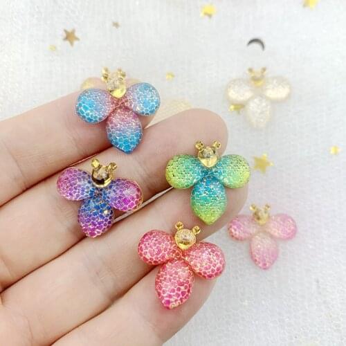 Diy 20pcs Flower Angel Acrylic Bee Flat Back 1 hole DIY Scrapbook Accessories Decorative pendant Hair Pin Decorative Manufacture