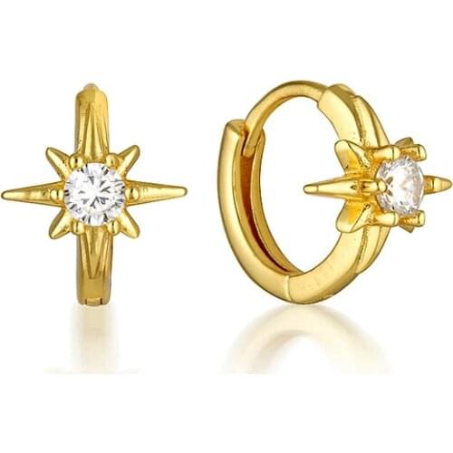 Simple Geometry Zircon Crystal Small Hoop Earrings 925 Sterling Silver Ear Buckle hoop earrings for Women Fashion Jewelry