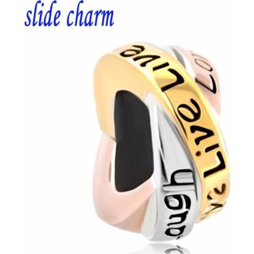 Free shipping Fit Pandora charm bracelets Trinity Ring Lucky Charms Live Love Laugh Lucky Charms For Women Beads for jewelry