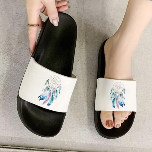 Aesthetic Feather Dream Catcher Slippers Women Summer Newest Open Toe Flip Flops Casual Slides Comfortable Girls Sandals