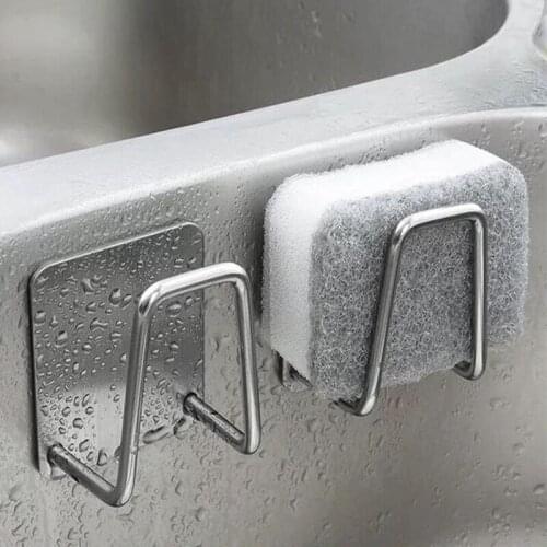 Stainless Steel Sponge Drain Rack Free Perforation Creative Home Kitchen Sink Drain Rack Storage Sink Rack