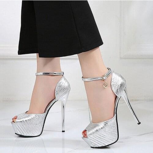 Stiletto heels platform14cm sexy pumps shoes platform shoes woman high heel peep toe heels stiletto shoes party gold sliver