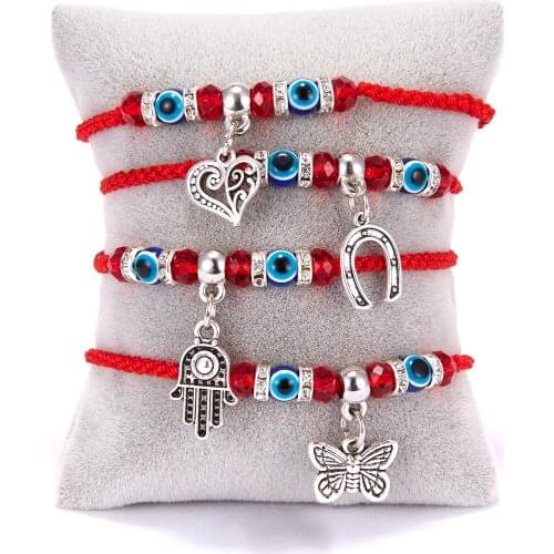 Turkish Evil Eye Bracelets For Women Red String Hamsa Bracelets Handmade Braided Rope Lucky Bracelet Female Friendship Jewelry