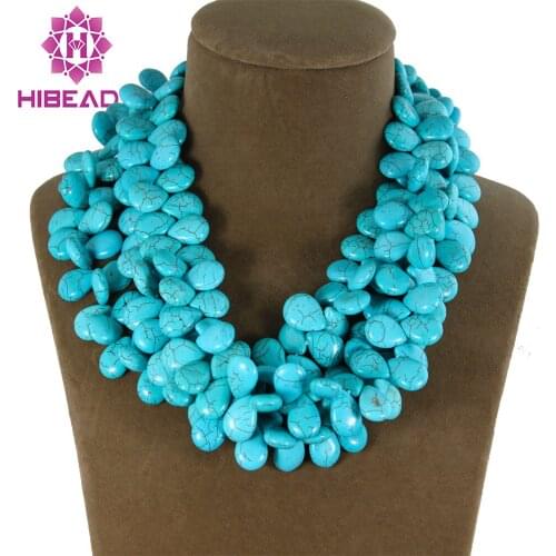 Splendid Waterdrop Costume Women Necklace 3 Rows Stone Beaded Full Cluster Party Necklace Jewelry Free Shipping TN146