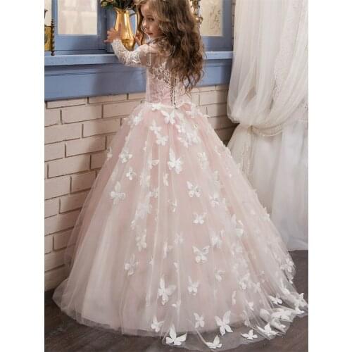 Adorable 3 D Flowers Pink 2021 Flower Girl Dresses Puffy Tulle Girl Wedding Party Dresses Vestido Flores