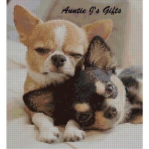 Embroidery Mini Sweethearts Chihuahuas Cross Stitch Pattern Maker Online with 100% Cotton Floss & Free Shipping for Home Decor