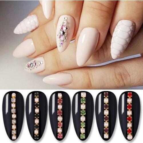 Gold/Silver Shiny Nail Rhinestone Chain Close Styles Striping Ball Beads DIY Tips Nail Art Decorations Accessories Charms