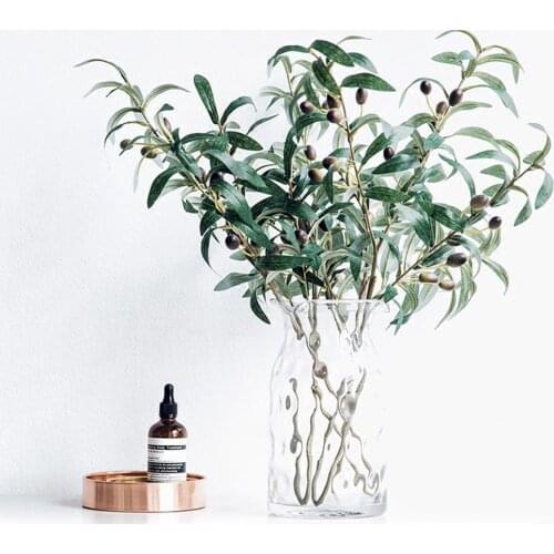 1Pc Artificial Olive Branch with Fruits Fake Plant Wedding Bonsai Stage Party Garden Home Desktop Decor Photography Props