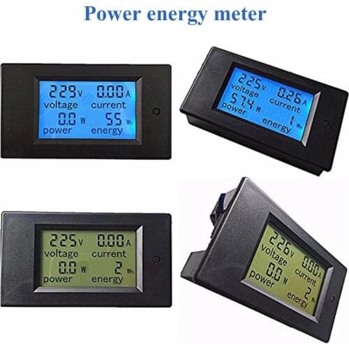 Accurate Energy Meter Voltage Current Power 80-260V/20A AC Voltmeter Ammeter Blue Backlight Overload Alarm Function for Indoor