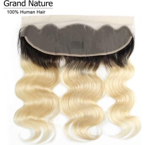 1b/613 Lace frontal closure with body wave Brazilian human hair one bundle Remy 8-20 Inches Free Part Closure ear to ear