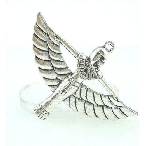 2pcs 15326 Antique Silver 56*42*4mm Egypt Wings Goddess Charms Pendant For Jewelry Making Bracelet Vintage Accessories