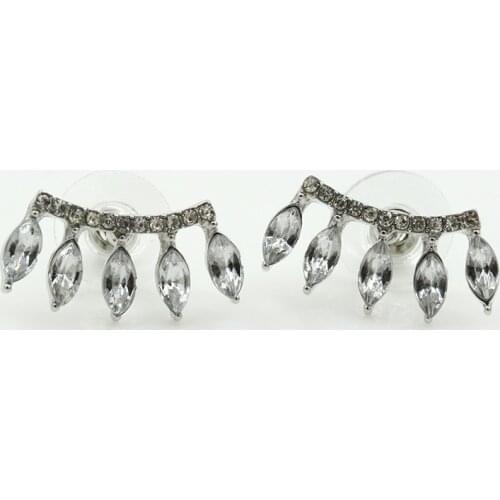 5 Water Drop Crystal Hanging on Golden & Silver Plated Bended Metal Stud Earrings Women piercing Jewelry