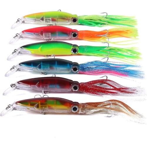 6pcs Hard Fishing Lure Fish Bait 40g 6 Color Squid High Carbon Steel Hook Octopus Crank For Artificial Tuna Sea Allure Tool