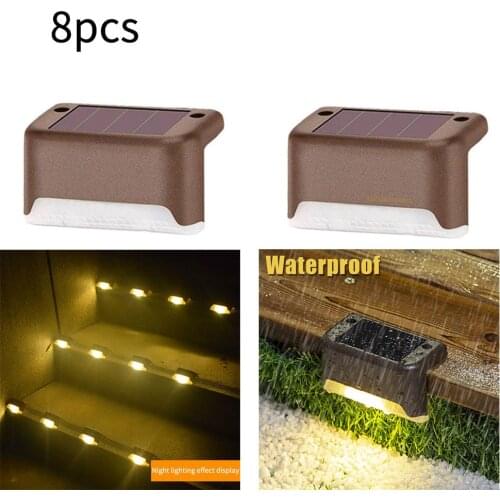 8Pcs Waterproof Solar Deck Lights Outdoor Backyard Decor Outside Step Lights Garden Post Fence LED Warm Lamp new
