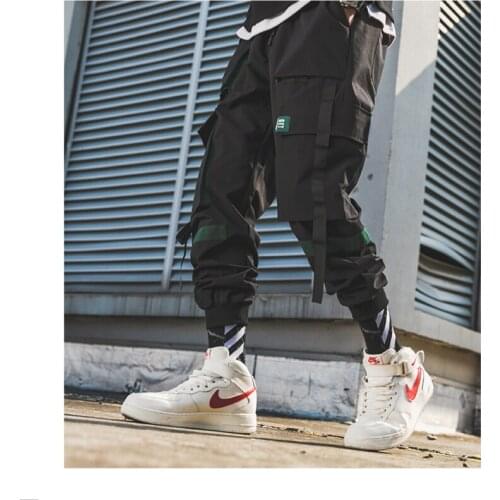 Men Designer Harem Pants Men Hip Hop Belt Cargo Pants 2021 Man Patchwork Overalls Japanese Streetwear Joggers Pants
