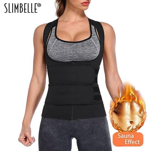 Sauna Shaper Sweat Vest Waist Trainer Women Body Slimming Trimmer Corset Workout Thermo Push Up Fat Burning Tummy Belly Girdle