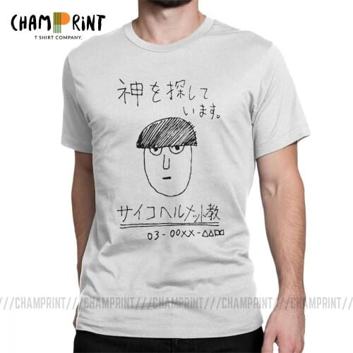Psycho Helmet Cult Mob Psycho 100 T Shirt Men 100% Cotton Funny T-Shirts Crew Neck Tee Shirt Short Sleeve Tops Gift Idea