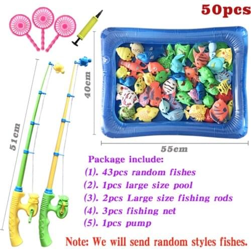 Parent-child interactive Children Magnetic Fishing Toys water pool Rod Net Set Kids Child Model Play Fishing Games Outdoor Toy