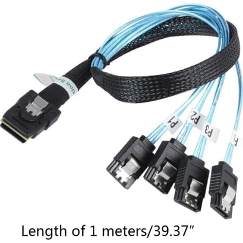 YYDS 0.5m/1m Mini SFF-8087 to 4 SATA Cable Mini SFF8087 36P To 4 SATA 7P Cable 12Gbps Hard Drive Data