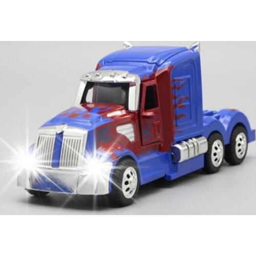16CM classic American truck With LED trailer head engine vehicles car diecast pull back model car collection gifts show Toys