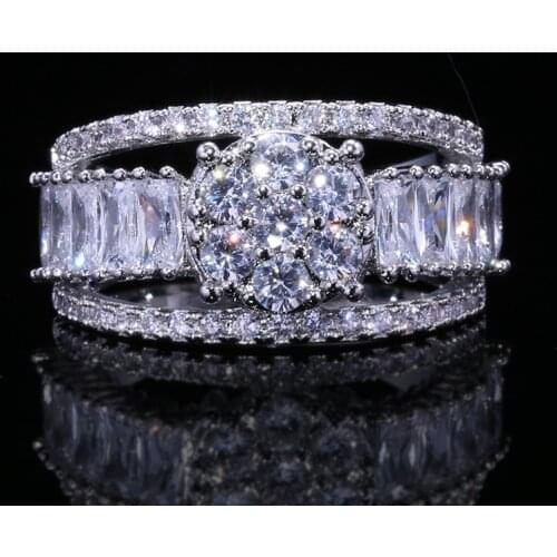 Huitan Classic Four Prong Engagement Ring Band With Dazzling Brilliant Cubic Zircon Stone Noble Silver Color Wholesale Lots&Bulk