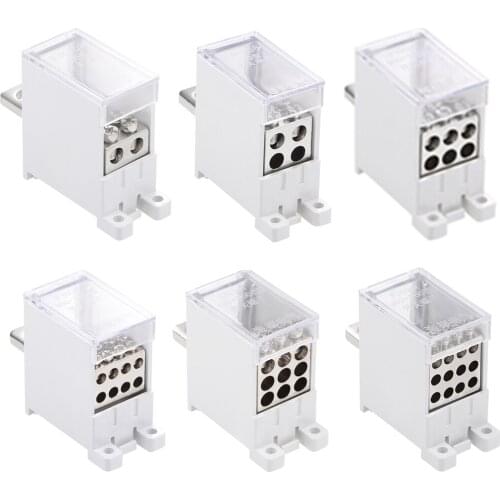 Uxcell 1 Inlet 2/4/6/8/9/12 Outlet DIN Rail Terminal Blocks 125A Max Input Distribution Block for Circuit Breaker Gate Motor