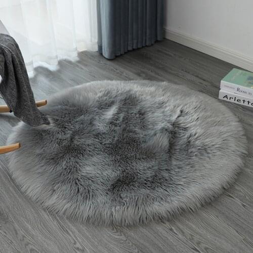 Faux wool round plush carpet bedroom bedside mat living room sofa non-slip rug soft and comfortable rug girl cute room carpet