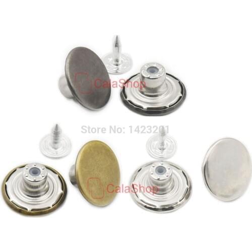 600 Pcs / Lot 17mm 5/8" Metal Jeans Tack Look Inside Fine Denim Jackets Snap Button Stud NO-SEW Wholesale