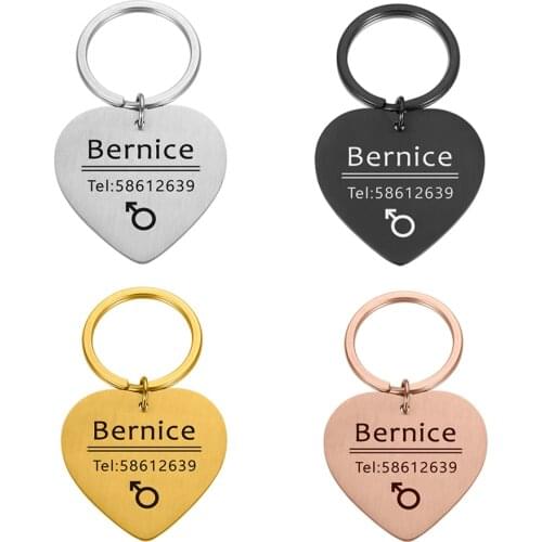 Customized Keychain Dog Cat Pet ID Tags Metal Name Tags for Puppies Cat Anti-Lost Pet Nameplate for Dogs Pitbull Cats Keyring