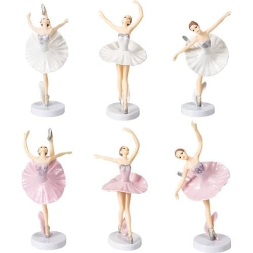 Set of 6 Ballet Girl Cake Toppers with Base Miniature Figurine Toy Figurine Playset Cake Decoration Ballerina Cake Decor