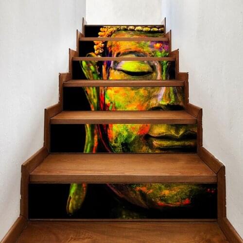 Decal Home Decor DIY Stair Sticker Buddha Statue Cool Self Adhesive Paper for Living Room PVC Waterproof 3D Print Sticker Art