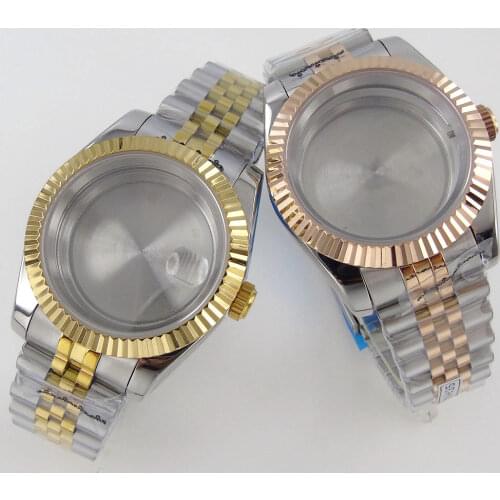 New Rose Gold 36MM Bliger Stainless Steel Watch Case Flat Sapphire Crystal Jubilee Strap For NH35A NH36A Movement