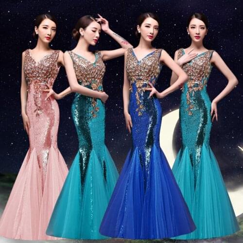 New pink sweat sequins mermaid ball lady girl women princess bridesmaid banquet party ball dress gown